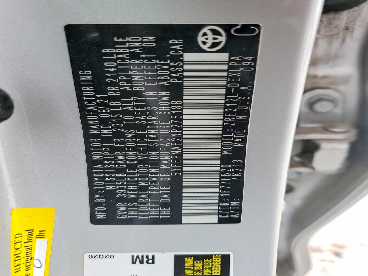 2022 Toyota Corolla Le Silver vin: 5YFEPMAE2NP275188