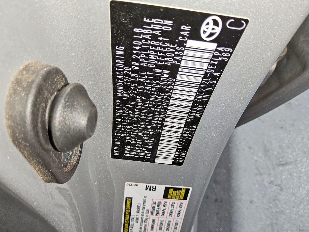 2021 Toyota Corolla Le Silver vin: 5YFEPMAE3MP203639