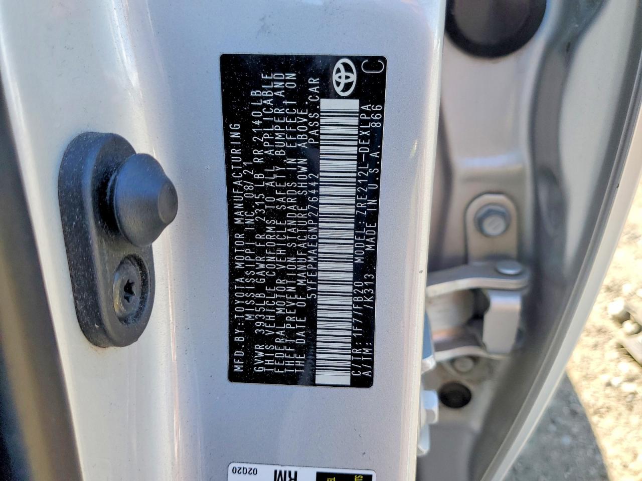 2022 Toyota Corolla Le Silver vin: 5YFEPMAE6NP276442