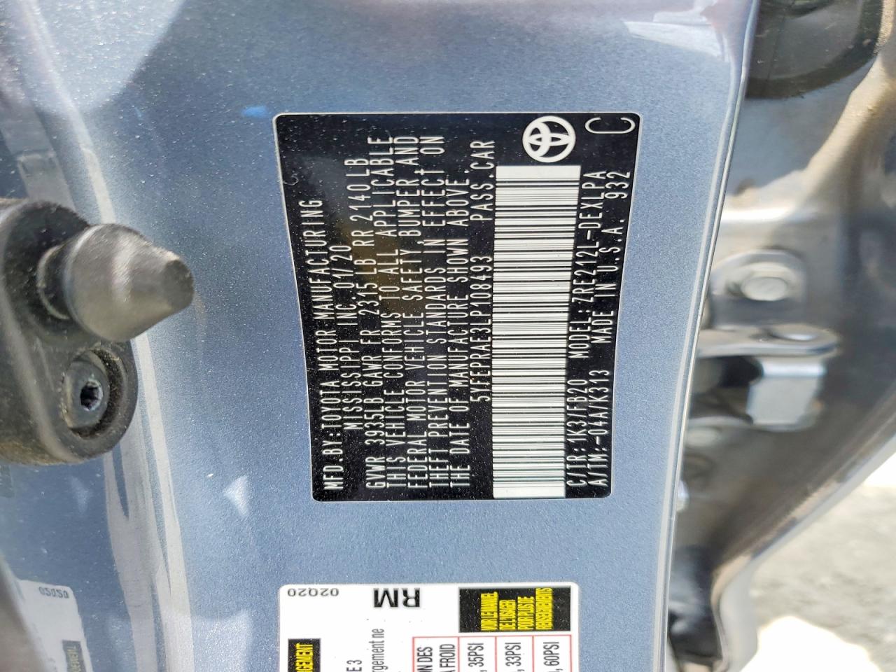 2020 Toyota Corolla Le Blue vin: 5YFEPRAE3LP108493