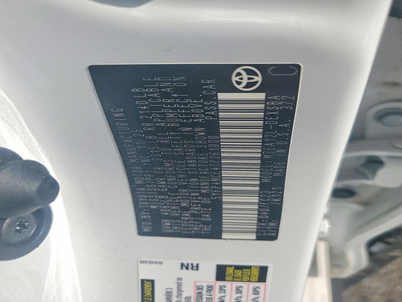 2026 Toyota Corolla Se White vin: 5YFP4MCE4TP261000