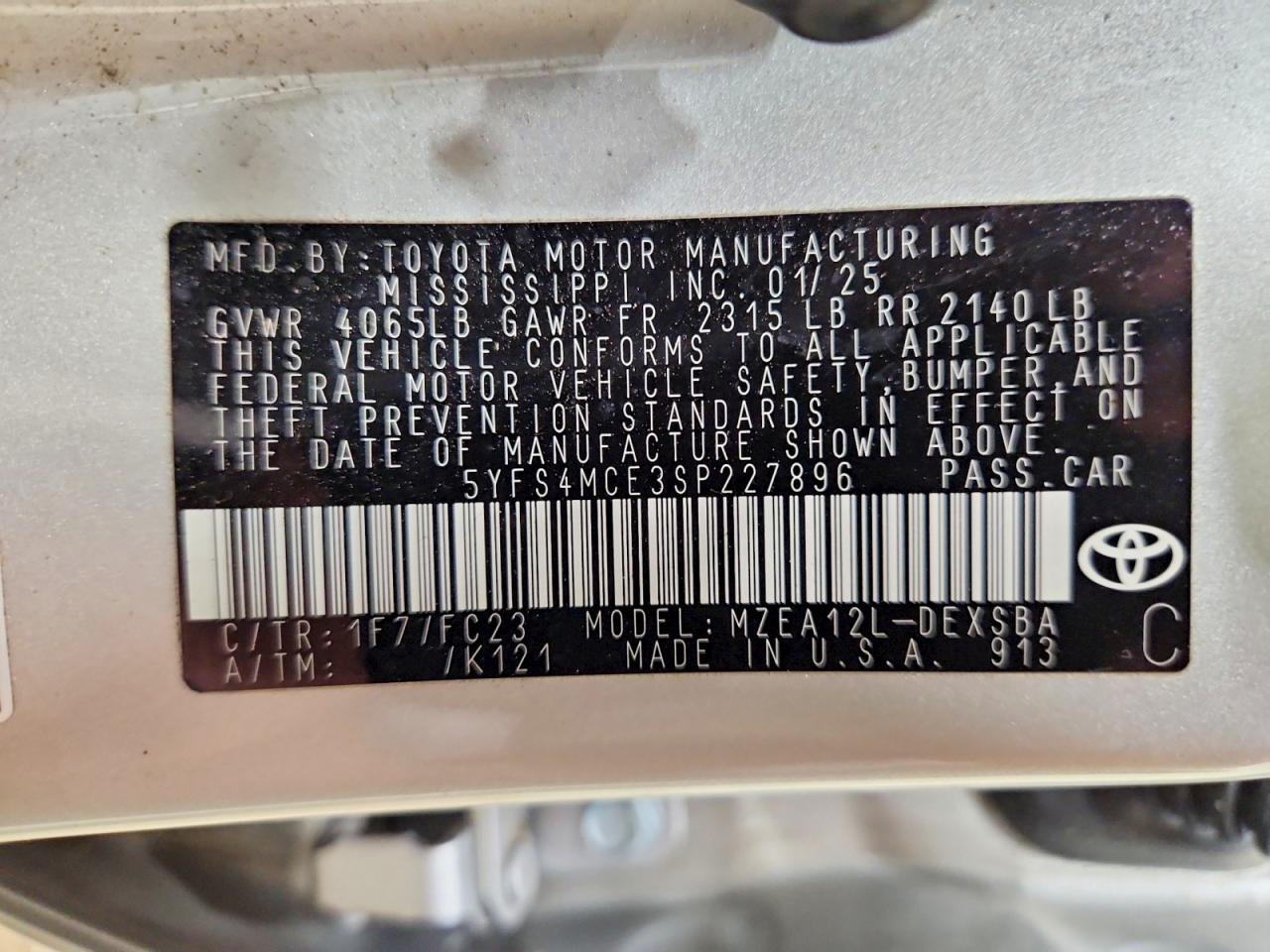 2025 Toyota Corolla Se Silver vin: 5YFS4MCE3SP227896