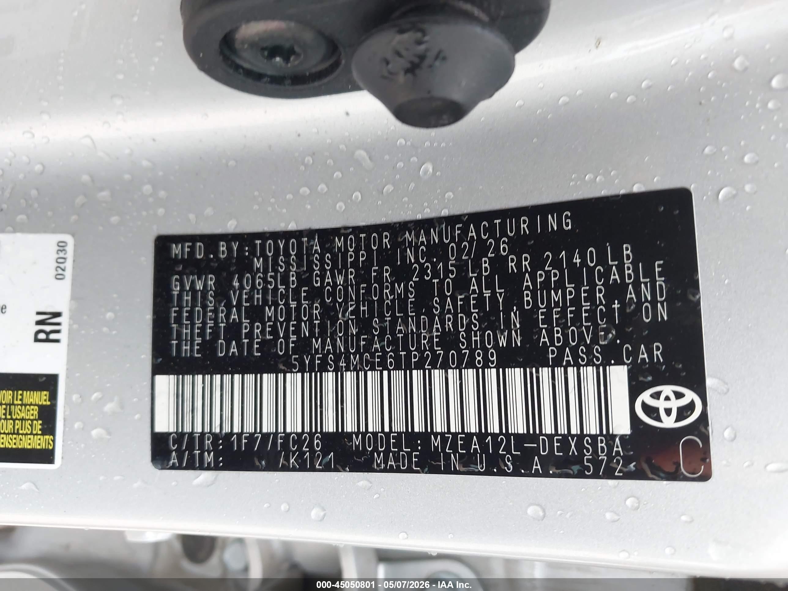 2026 Toyota Corolla Se Silver vin: 5YFS4MCE6TP270789