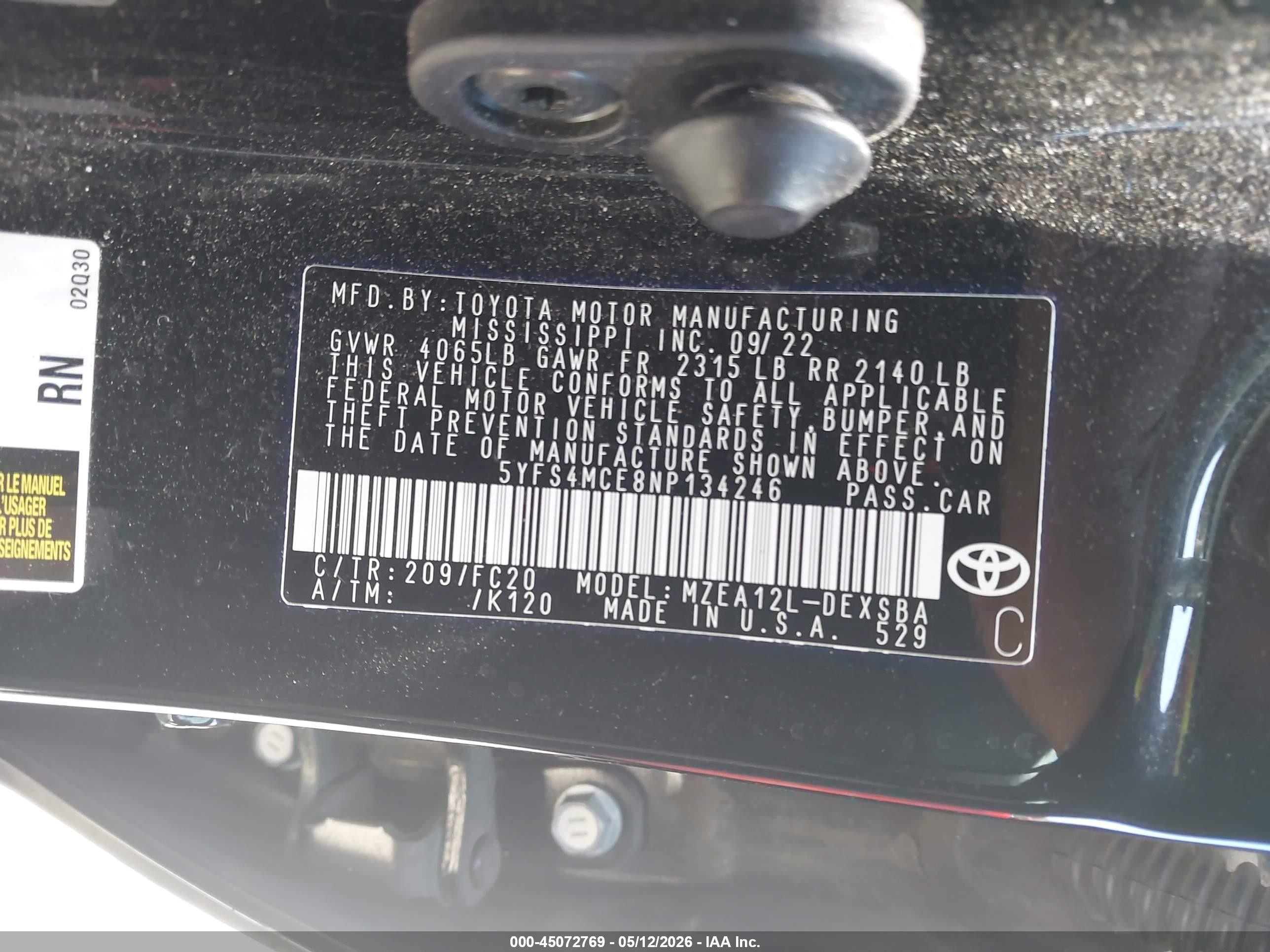 2022 Toyota Corolla Se Black vin: 5YFS4MCE8NP134246