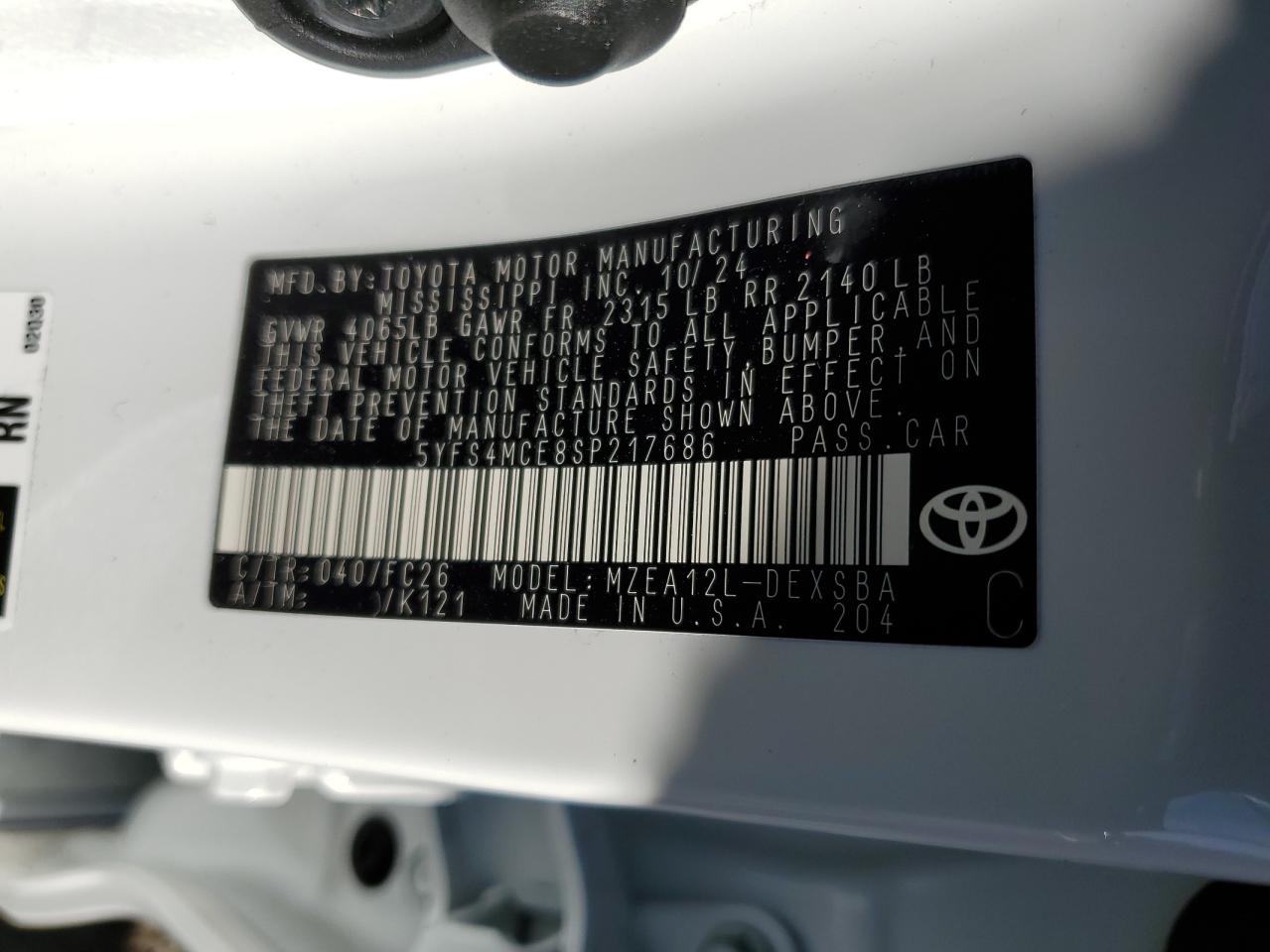 2025 Toyota Corolla Se White vin: 5YFS4MCE8SP217686