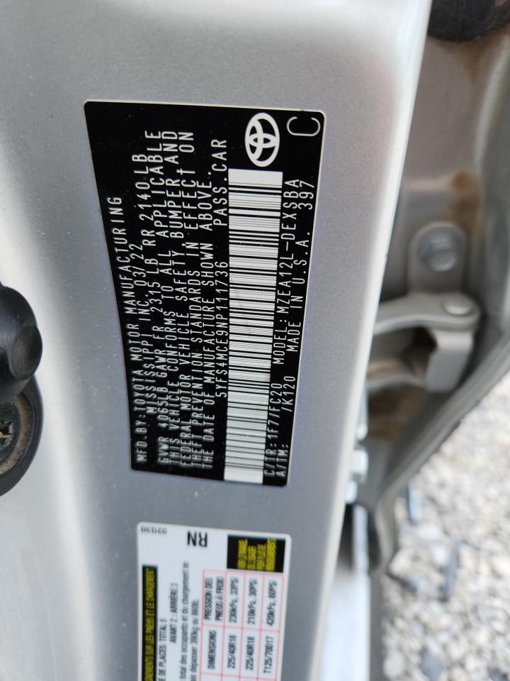 2022 Toyota Corolla Se Silver vin: 5YFS4MCE9NP111736