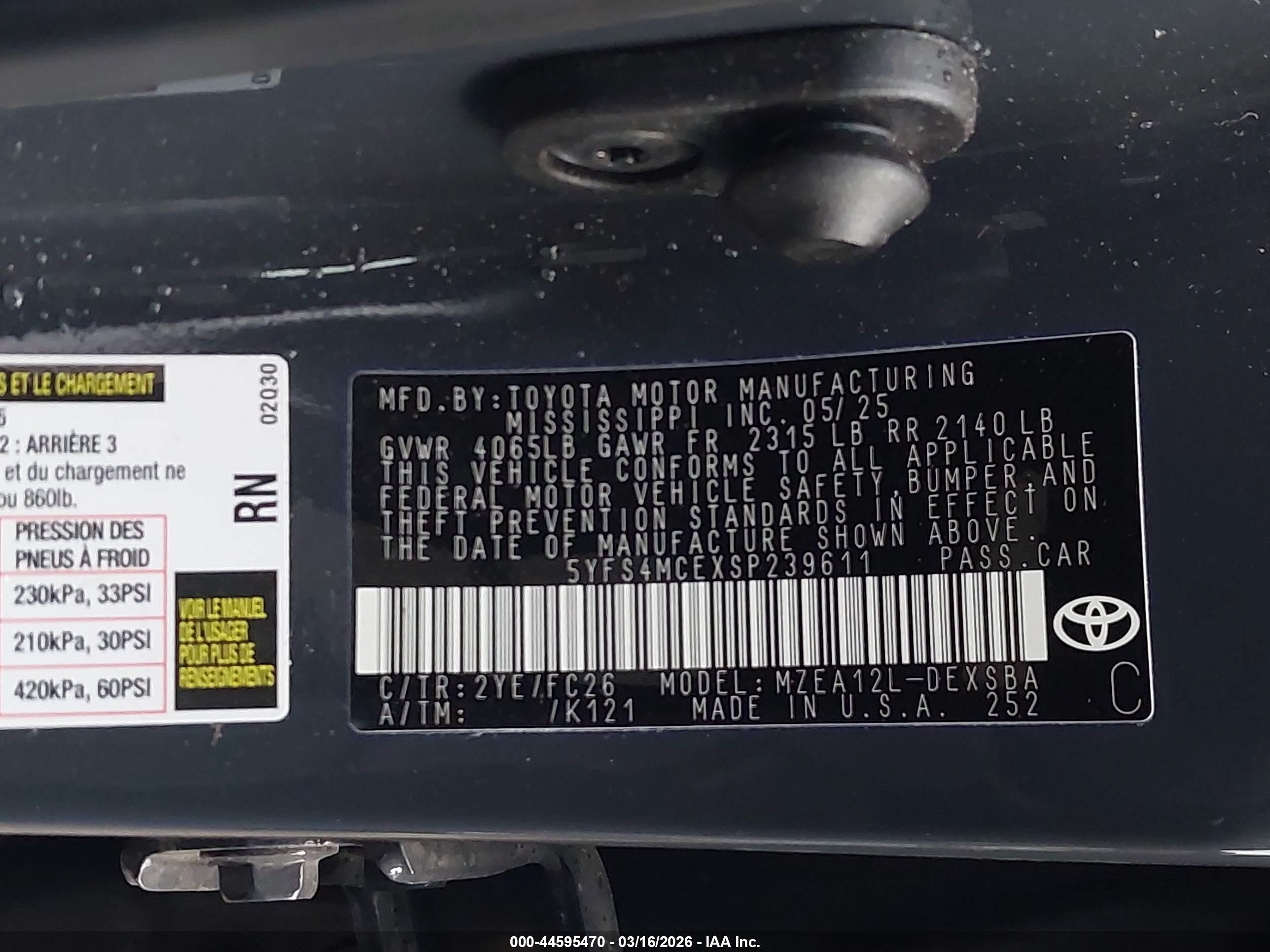 2025 Toyota Corolla Se Серый vin: 5YFS4MCEXSP239611