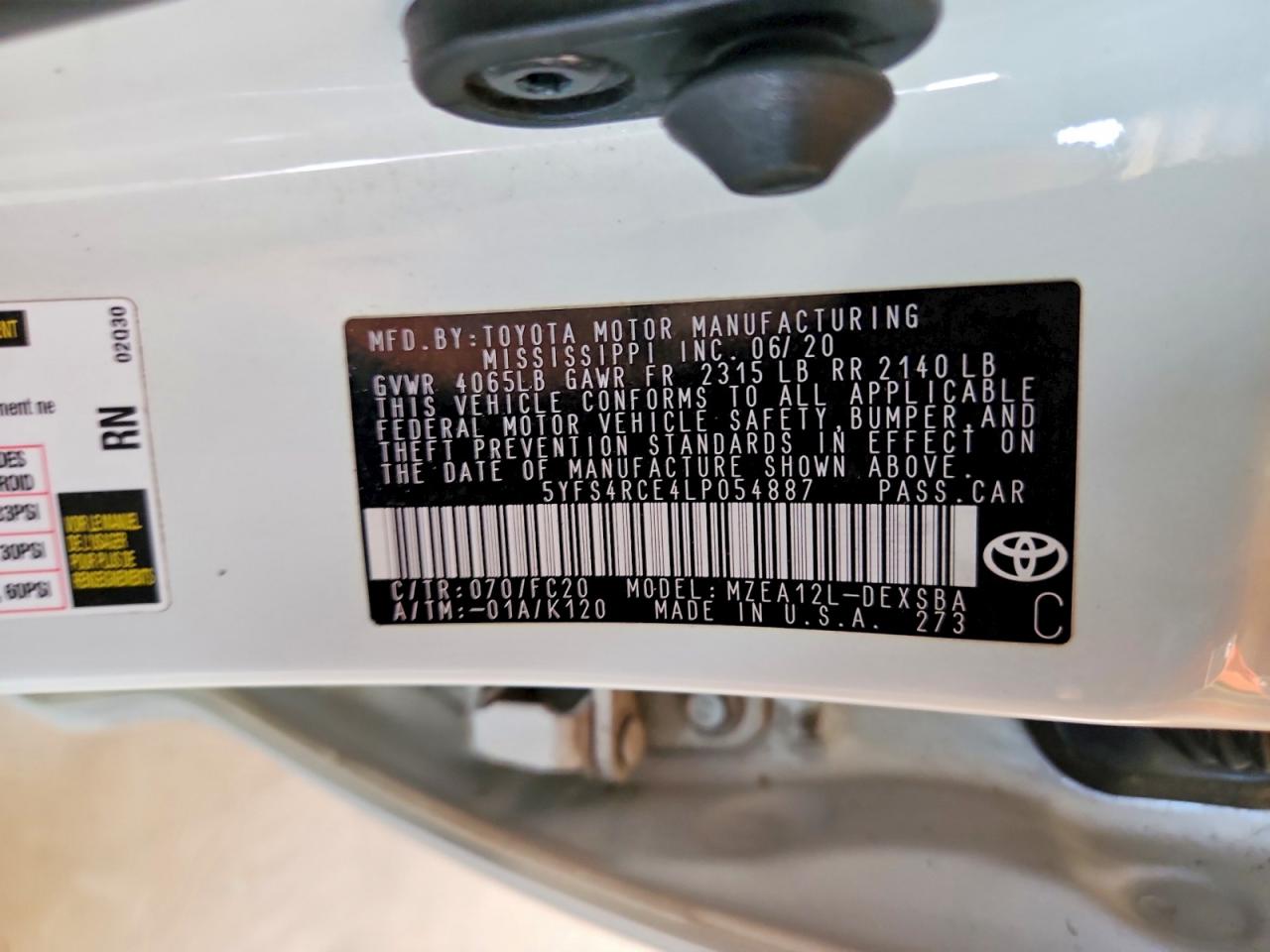 2020 Toyota Corolla Se White vin: 5YFS4RCE4LP054887