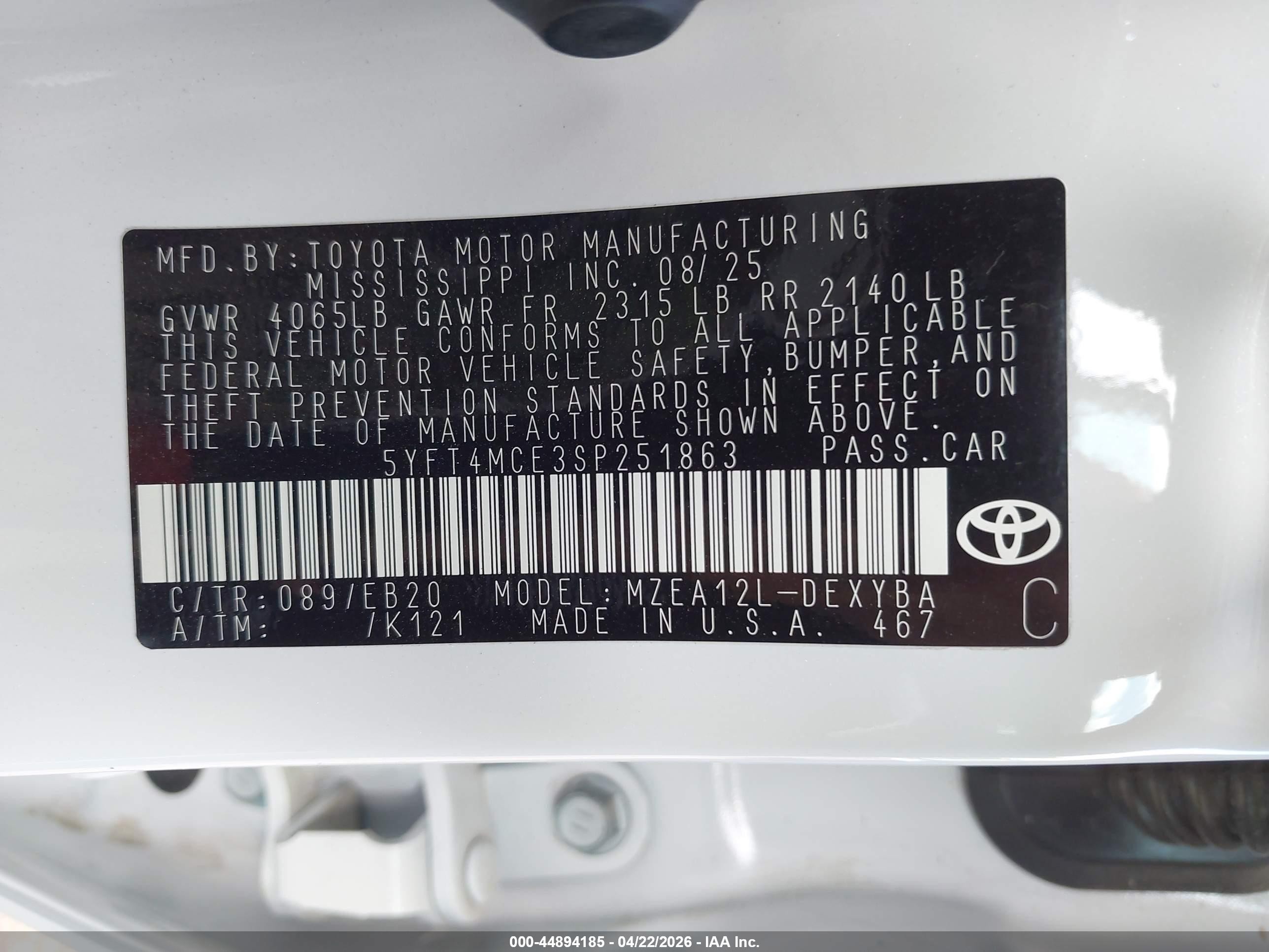 2025 Toyota Corolla Xse White vin: 5YFT4MCE3SP251863
