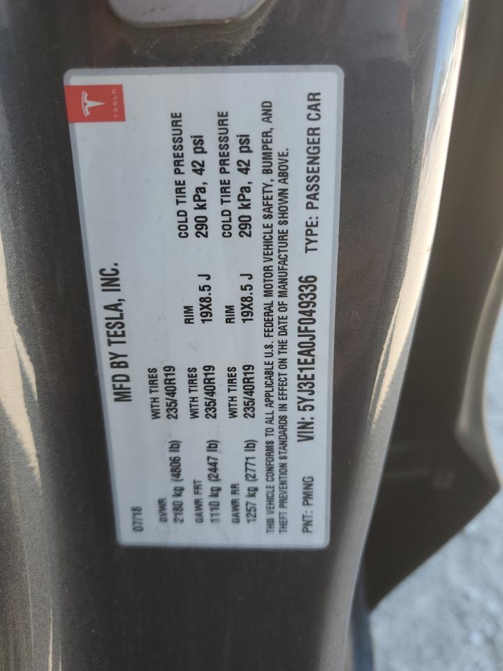 2018 Tesla Model 3 Черный vin: 5YJ3E1EA0JF049336