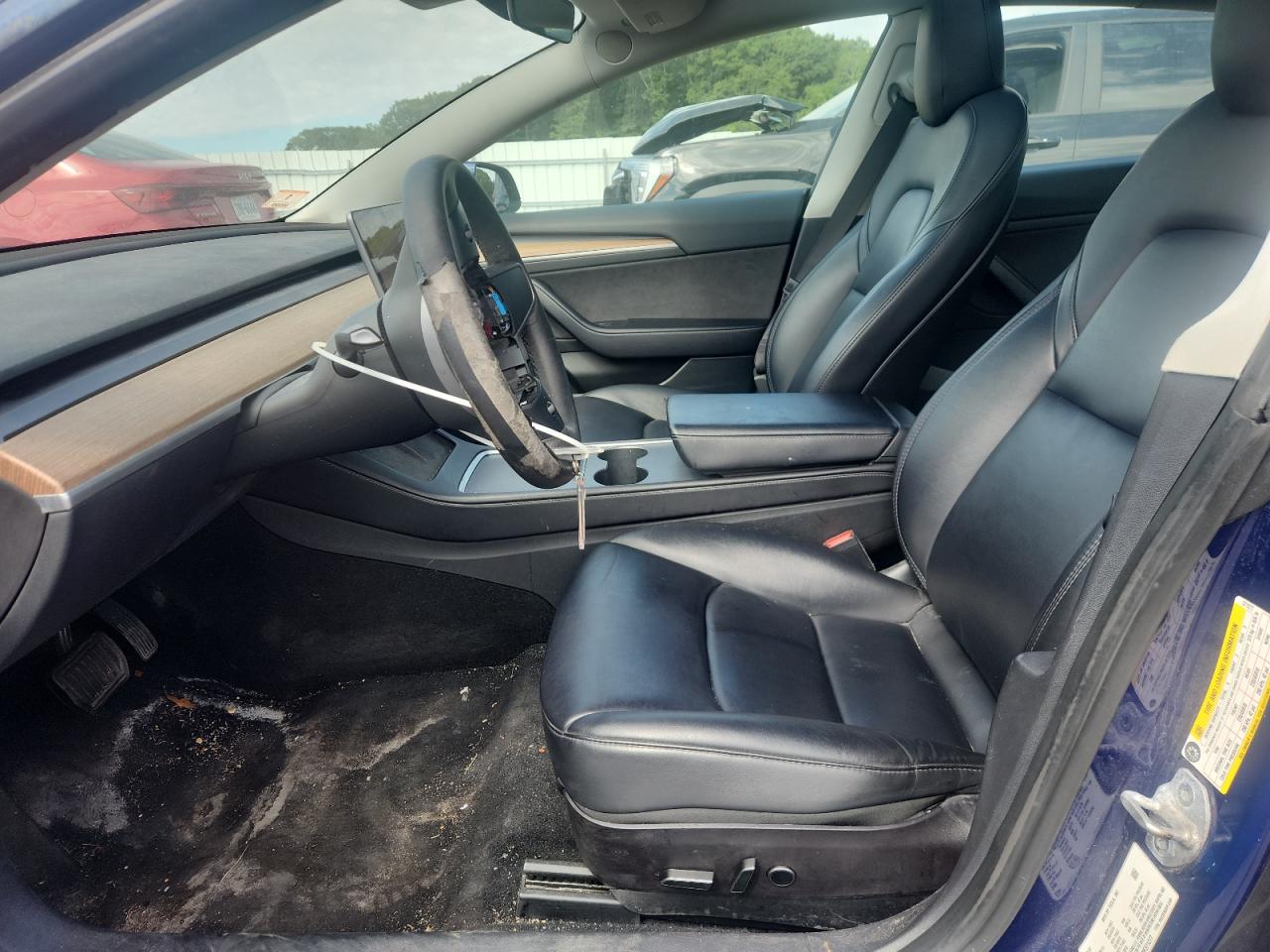 2022 Tesla Model 3 Blue vin: 5YJ3E1EA1NF371277 Damage: Steering Wheel, Torn, > 12 Inches
