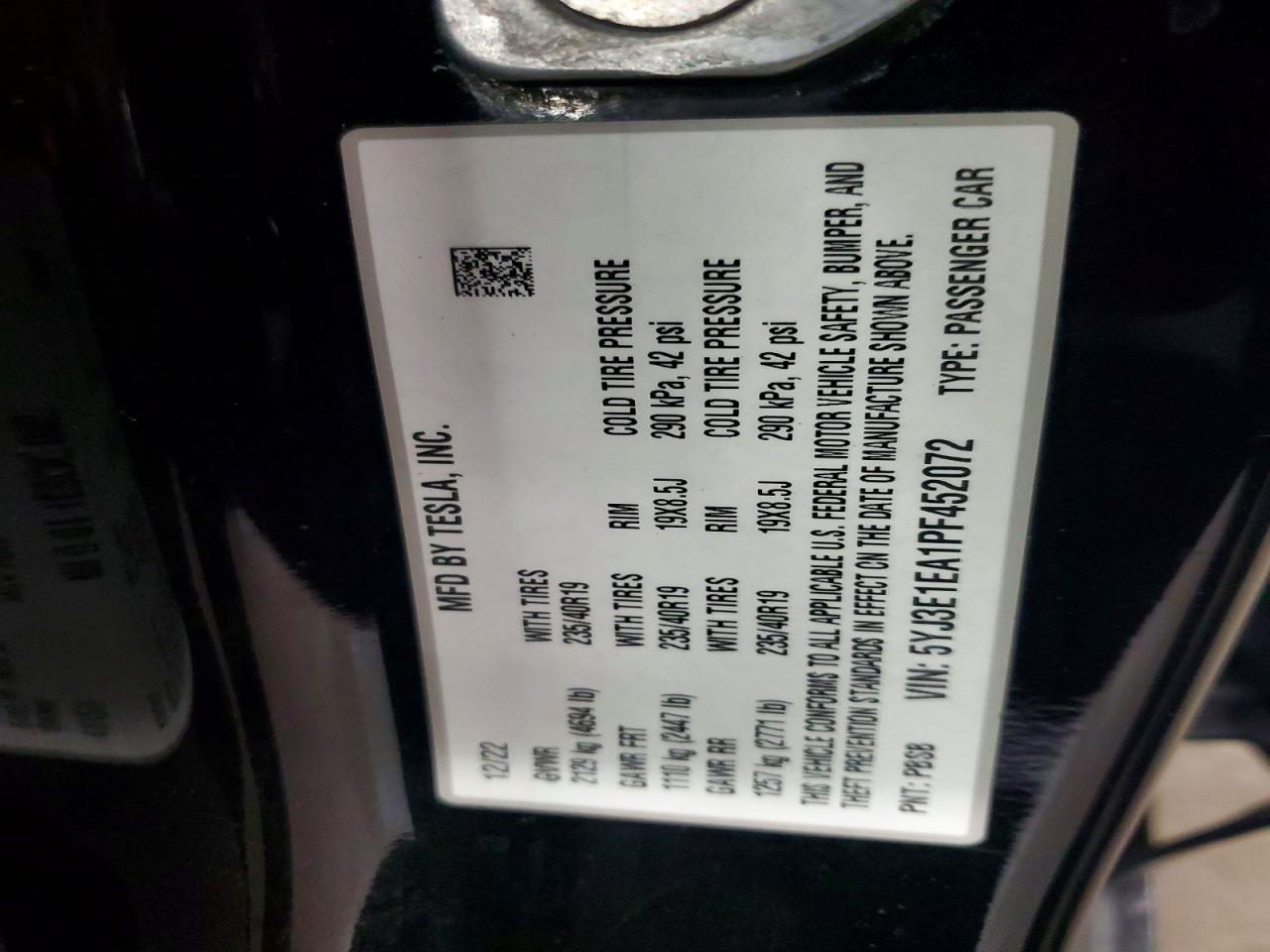 2023 Tesla Model 3 Black vin: 5YJ3E1EA1PF452072