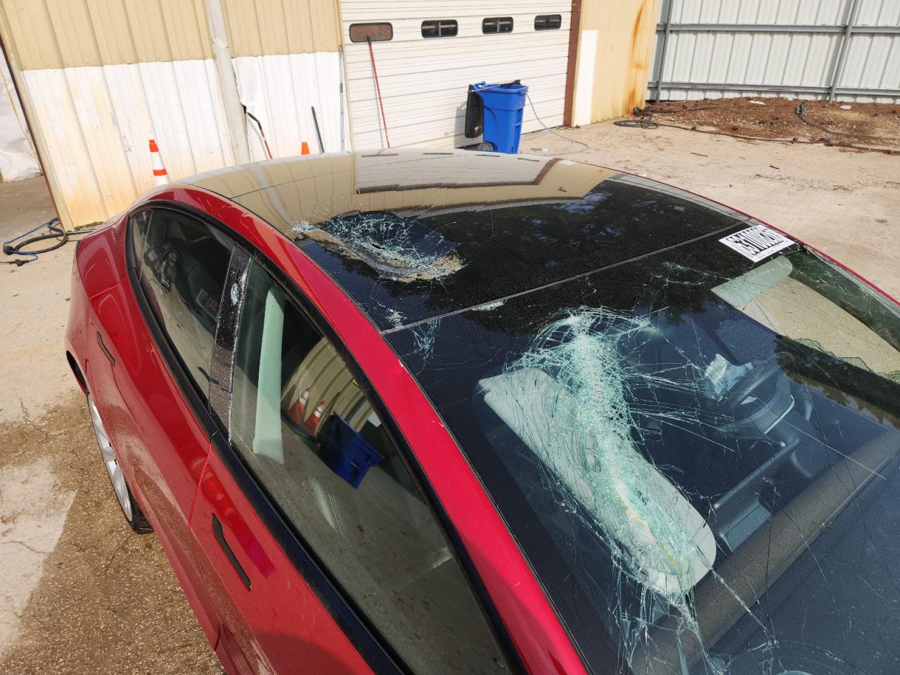 2023 Tesla Model 3 Red vin: 5YJ3E1EA2PF435295 Damage: Right Drip Rail Molding, Multiple Scratches Heavy, Replacement Required