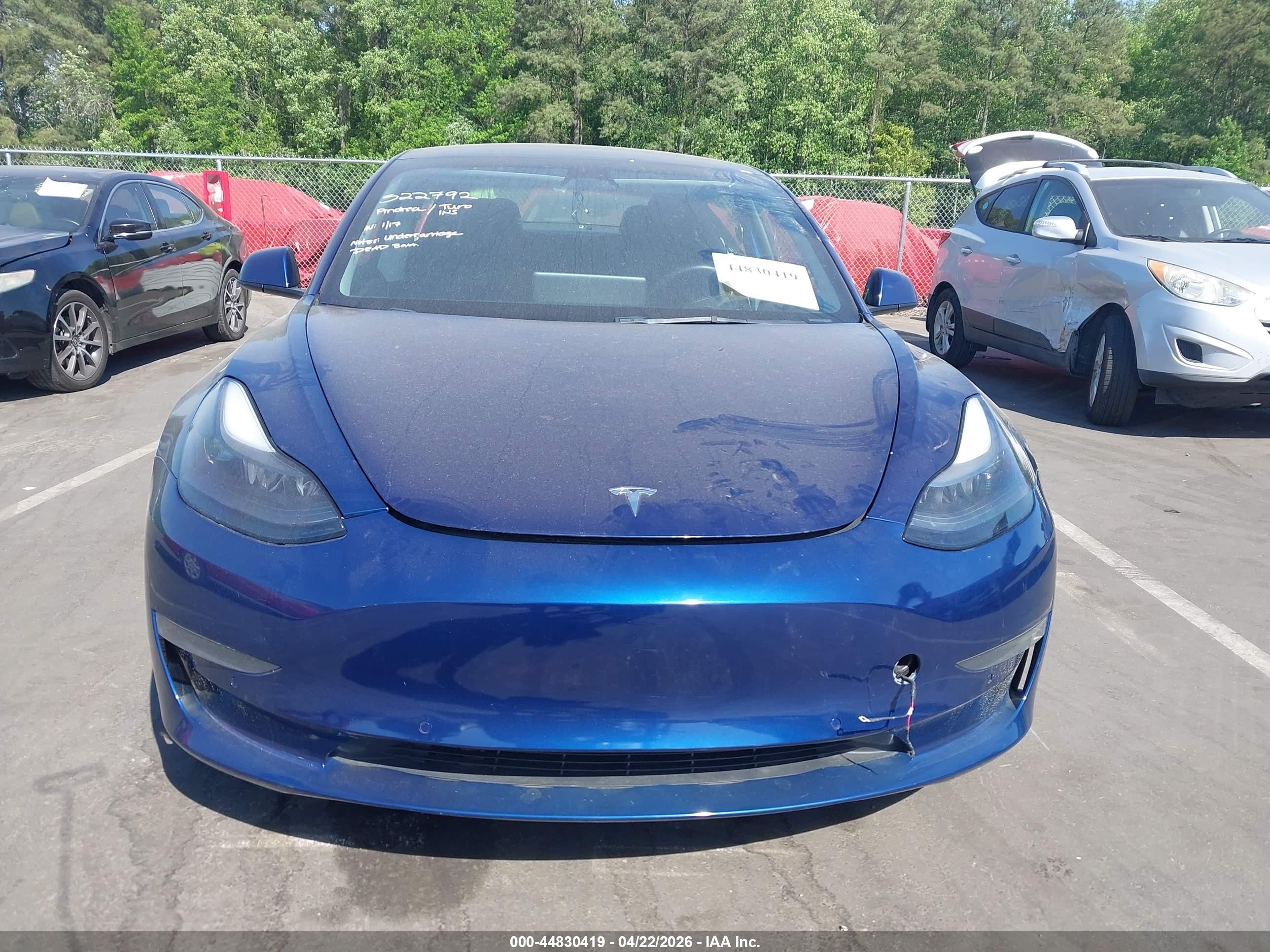 2022 Tesla Model 3 Rear-wheel Drive Dark Blue vin: 5YJ3E1EA3NF322792