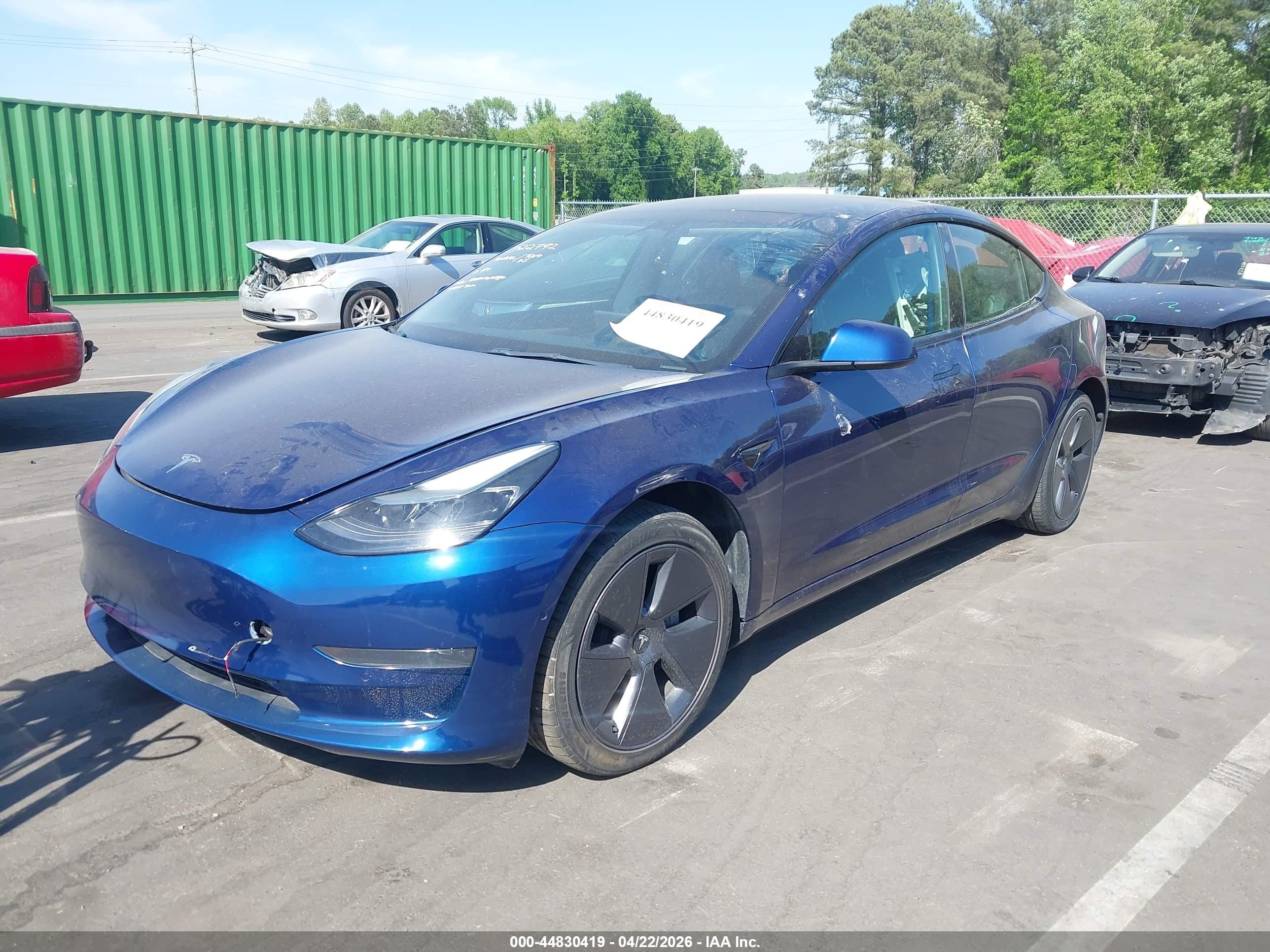 2022 Tesla Model 3 Rear-wheel Drive Dark Blue vin: 5YJ3E1EA3NF322792