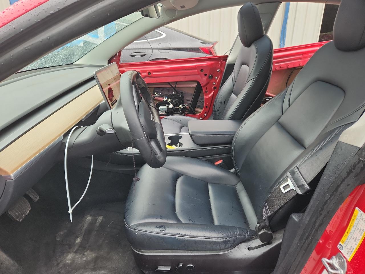 2023 Tesla Model 3 Красный vin: 5YJ3E1EA4PF439008 Damage: RR Door Panel, Broken, Replacement Required
