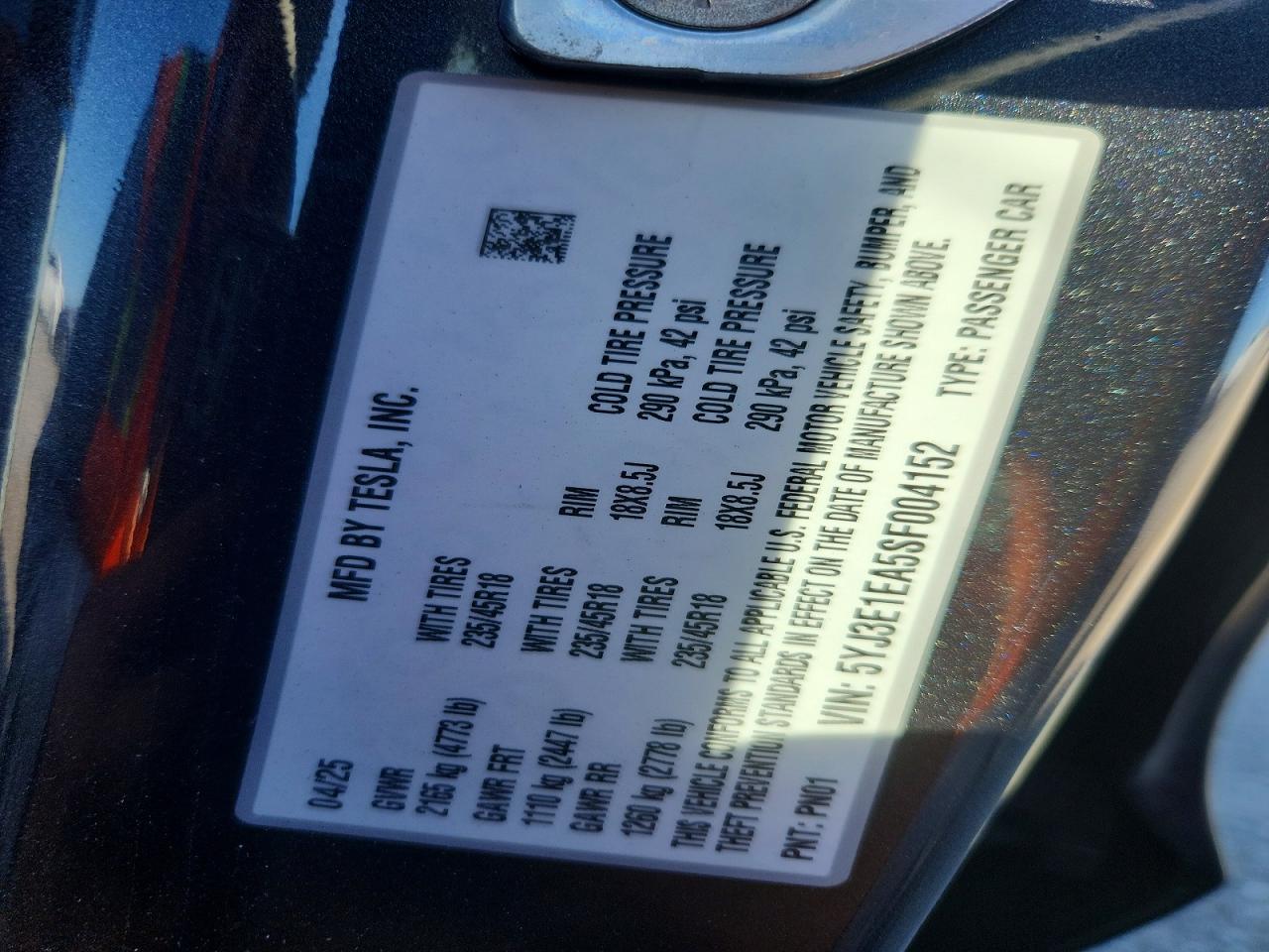 2025 Tesla Model 3 Charcoal vin: 5YJ3E1EA5SF004152