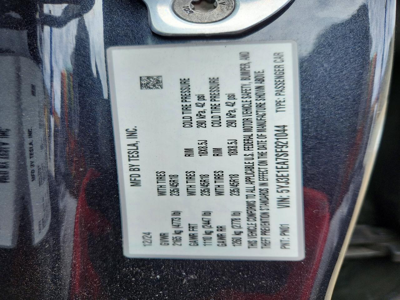 2025 Tesla Model 3 Charcoal vin: 5YJ3E1EA7SF921044