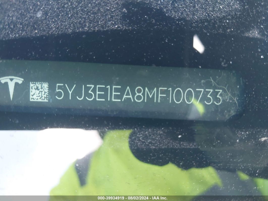 2021 Tesla Model 3 Standard Range Plus Rear-wheel Drive Черный vin: 5YJ3E1EA8MF100733