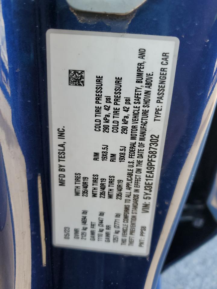2023 Tesla Model 3 Синий vin: 5YJ3E1EA9PF587302