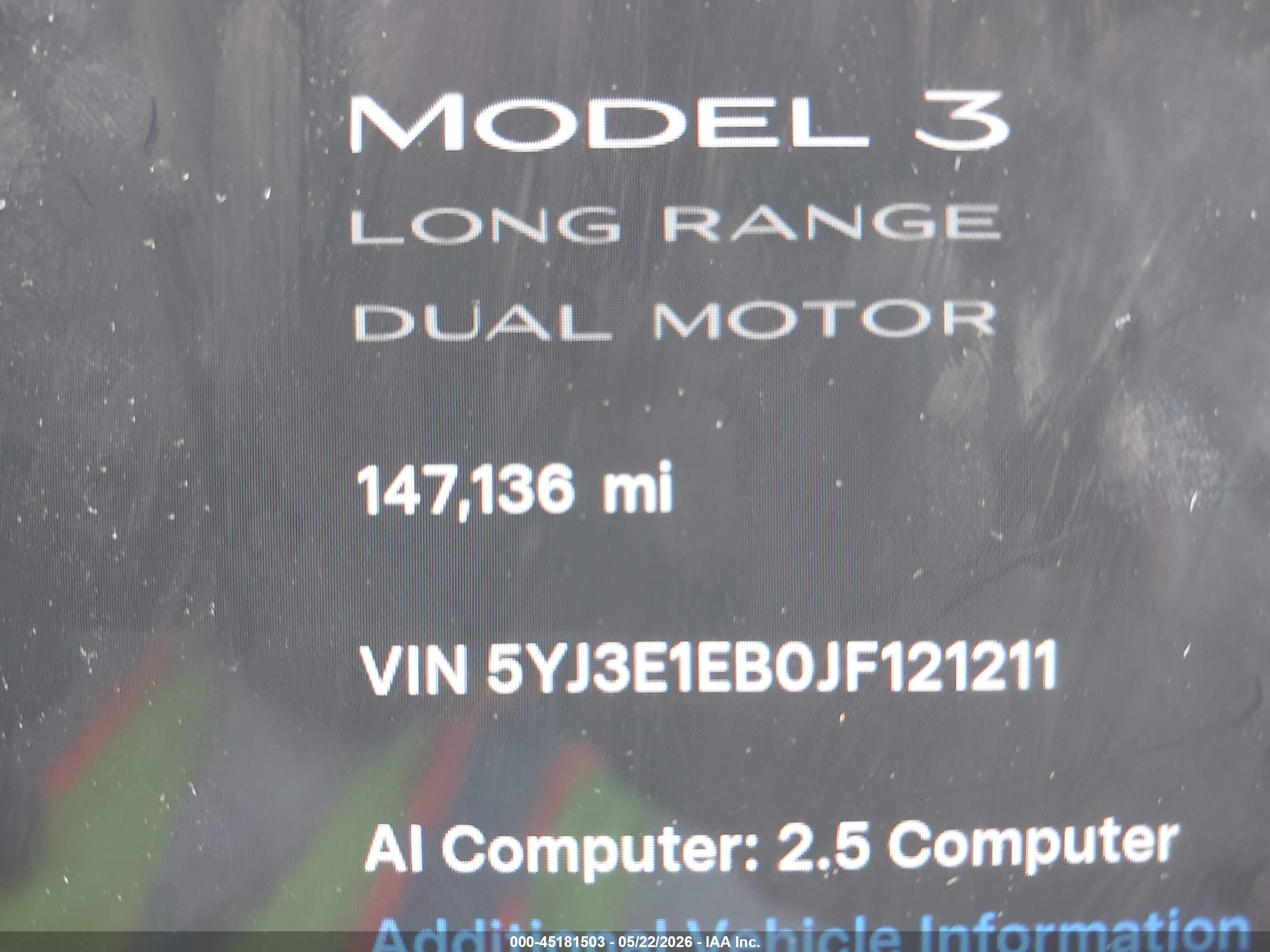 2018 Tesla Model 3 Long Range/performance Gray vin: 5YJ3E1EB0JF121211
