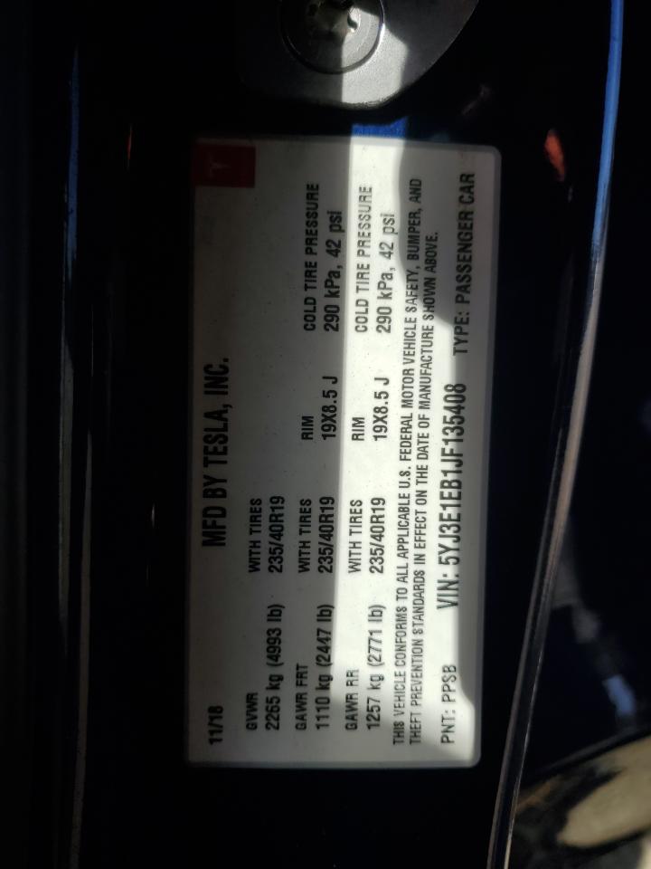 2018 Tesla Model 3 Синий vin: 5YJ3E1EB1JF135408
