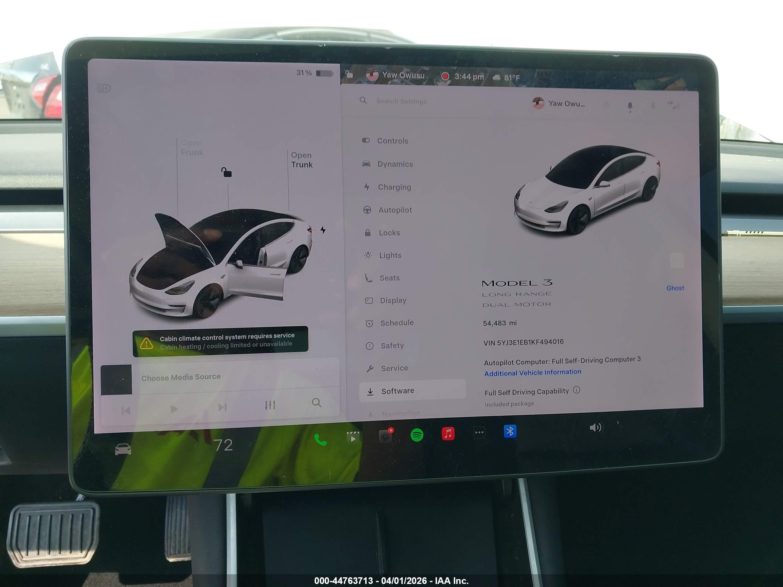 2019 Tesla Model 3 Long Range/performance Белый vin: 5YJ3E1EB1KF494016
