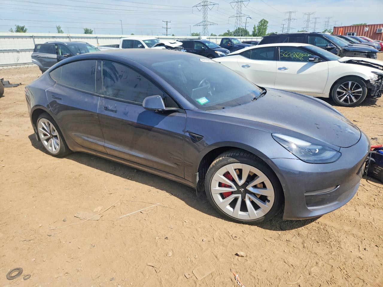 2022 Tesla Model 3 Gray vin: 5YJ3E1EB1NF174263