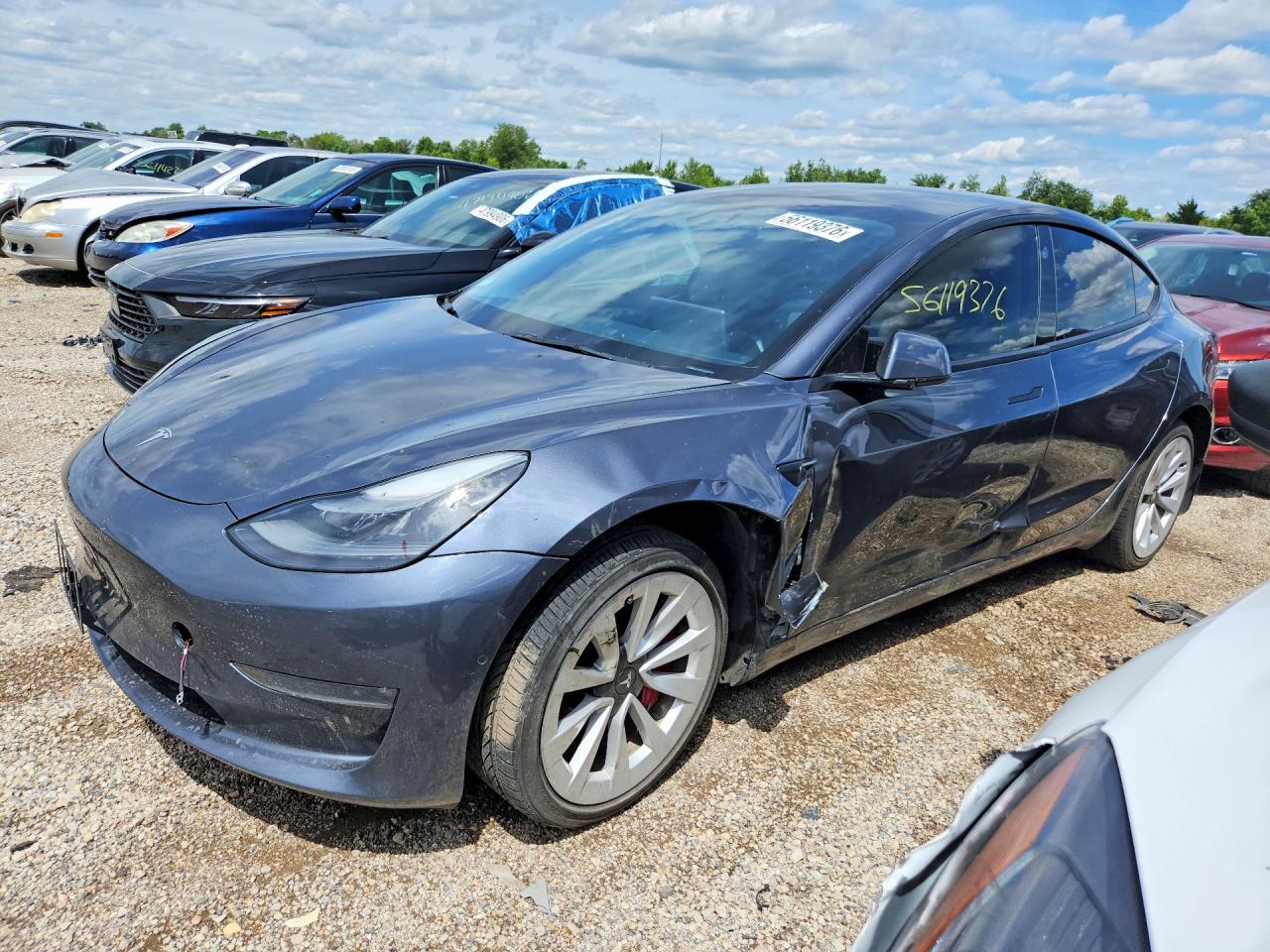 2022 Tesla Model 3 Gray vin: 5YJ3E1EB1NF174263