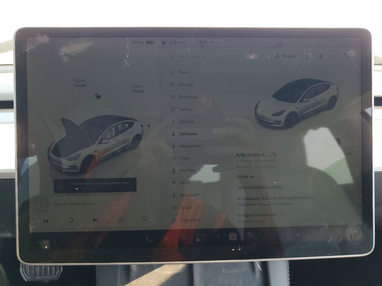 2022 Tesla Model 3 White vin: 5YJ3E1EB1NF343164