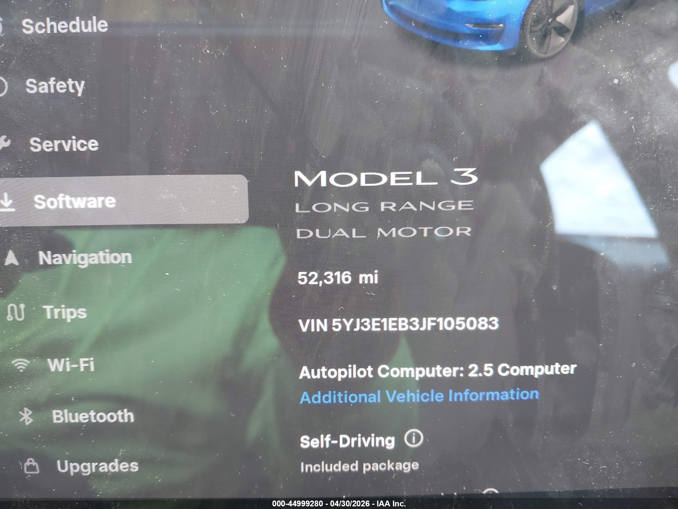 2018 Tesla Model 3 Long Range/performance Синий vin: 5YJ3E1EB3JF105083
