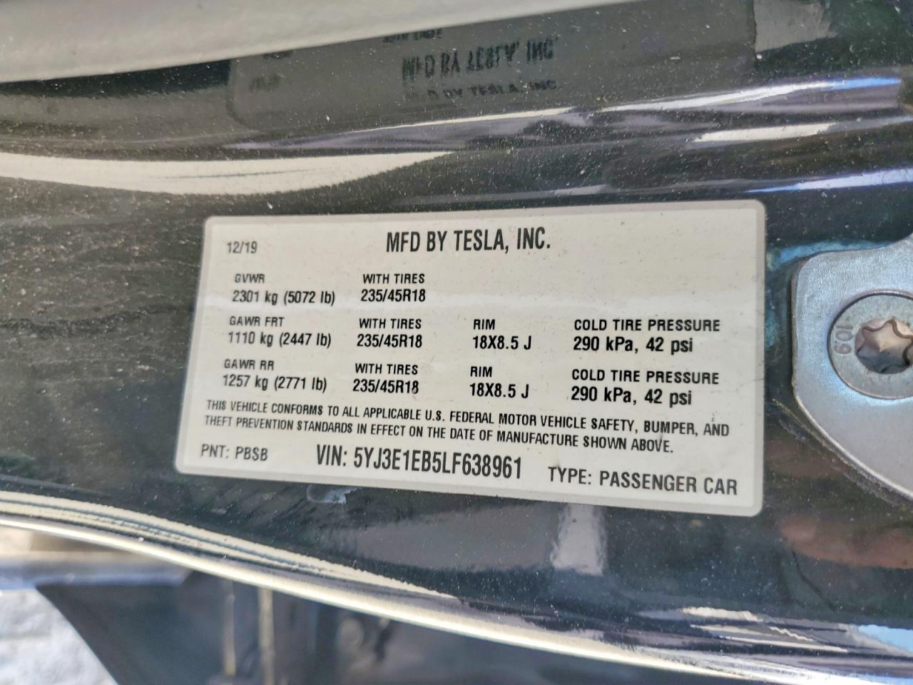 2020 Tesla Model 3 Black vin: 5YJ3E1EB5LF638961