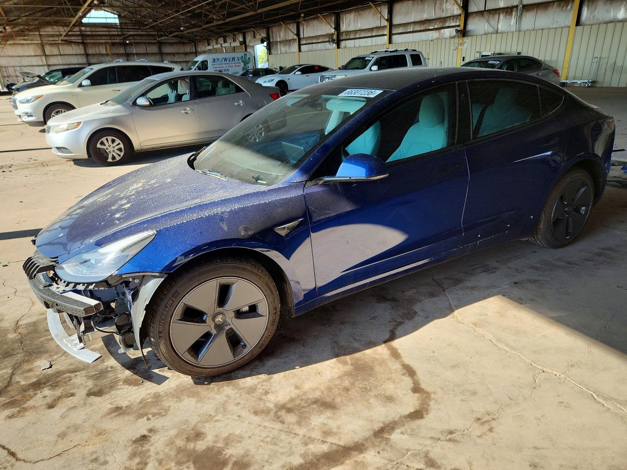2022 Tesla Model 3 Blue vin: 5YJ3E1EB5NF109593