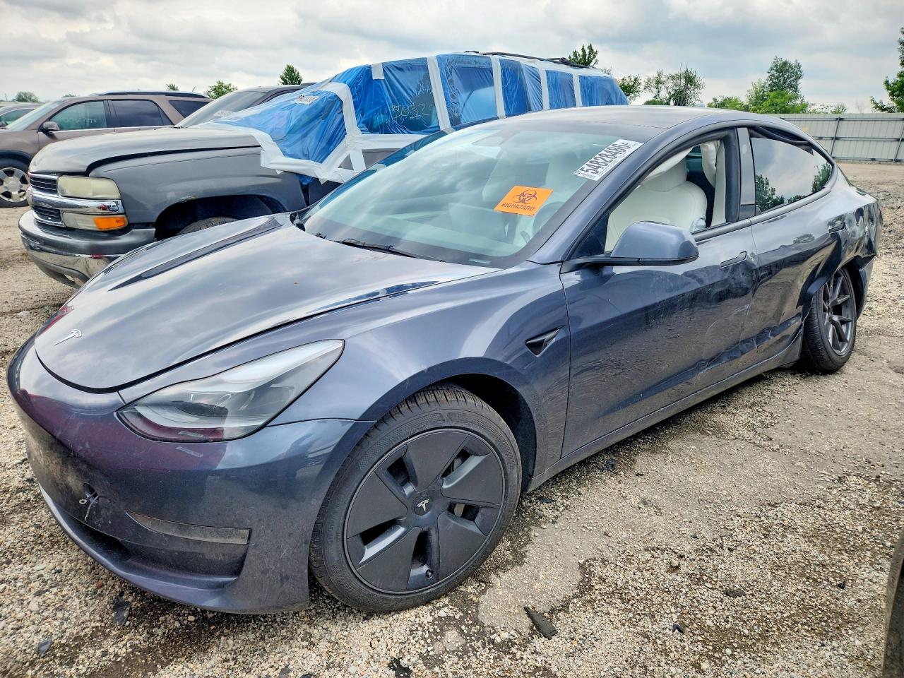 2022 Tesla Model 3 Gray vin: 5YJ3E1EB7NF167043