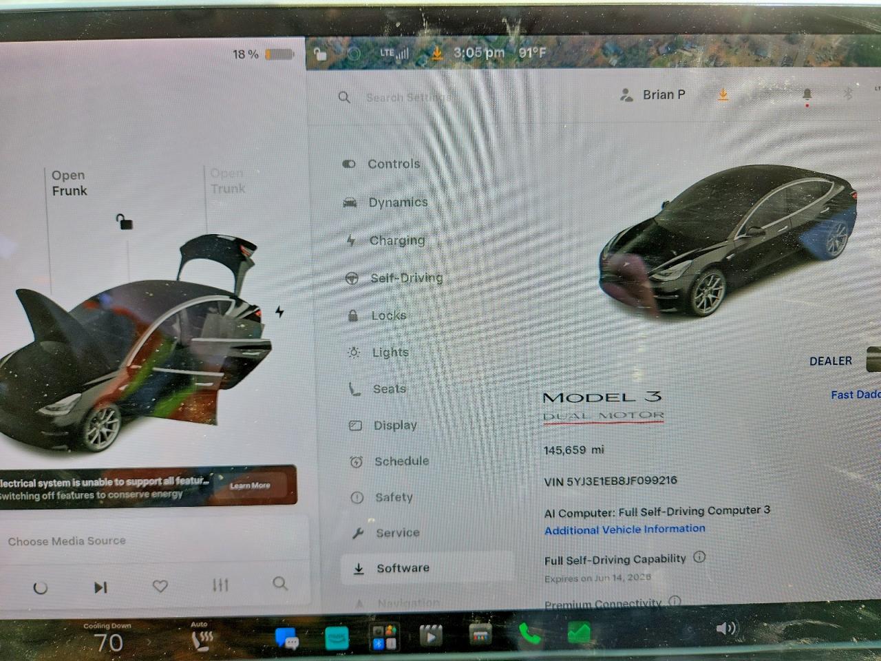 2018 Tesla Model 3 Black vin: 5YJ3E1EB8JF099216