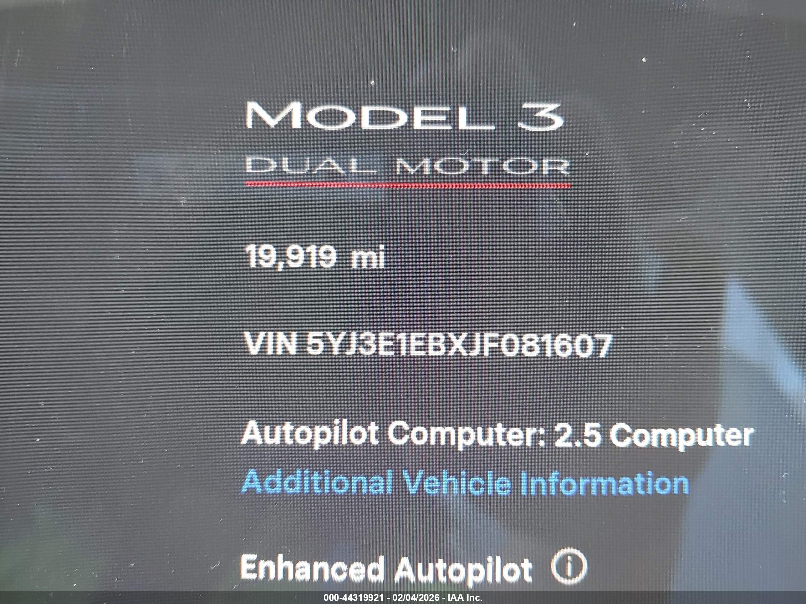 2018 Tesla Model 3 Long Range/performance Белый vin: 5YJ3E1EBXJF081607
