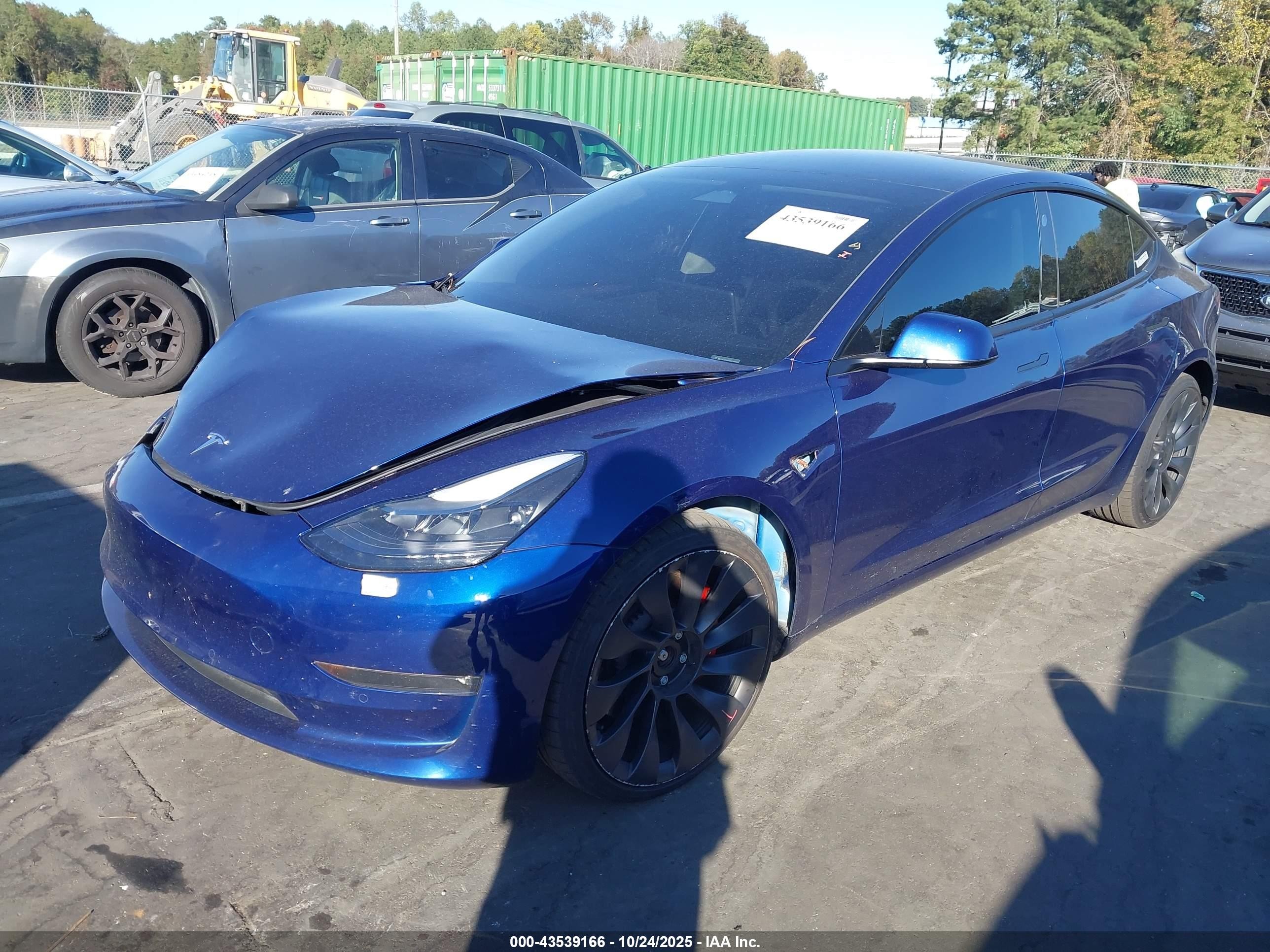 2022 Tesla Model 3 Performance Dual Motor All-wheel Drive Dark Blue vin: 5YJ3E1EC0NF269597