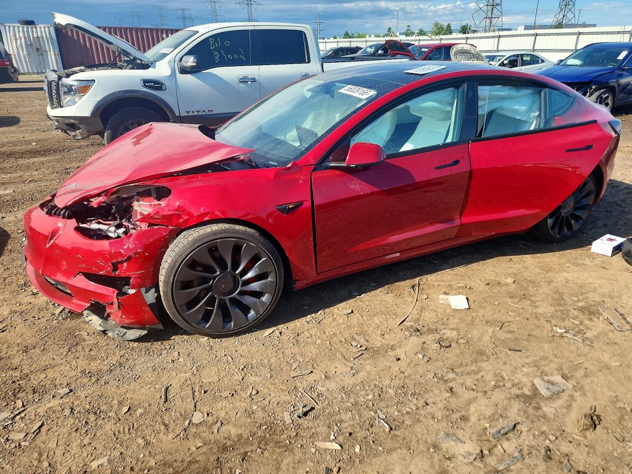 2023 Tesla Model 3 Red vin: 5YJ3E1EC1PF397575