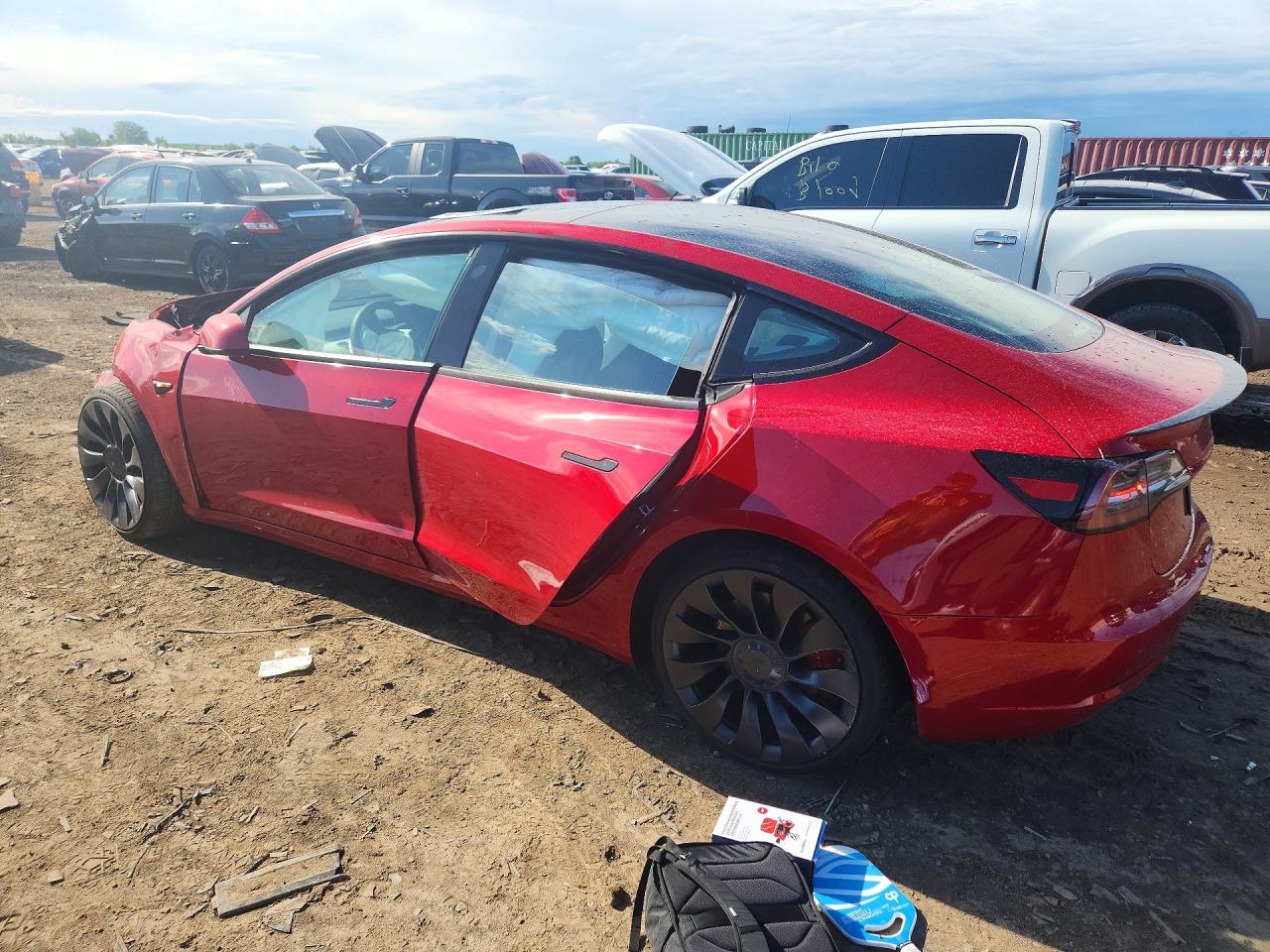 2023 Tesla Model 3 Red vin: 5YJ3E1EC1PF397575
