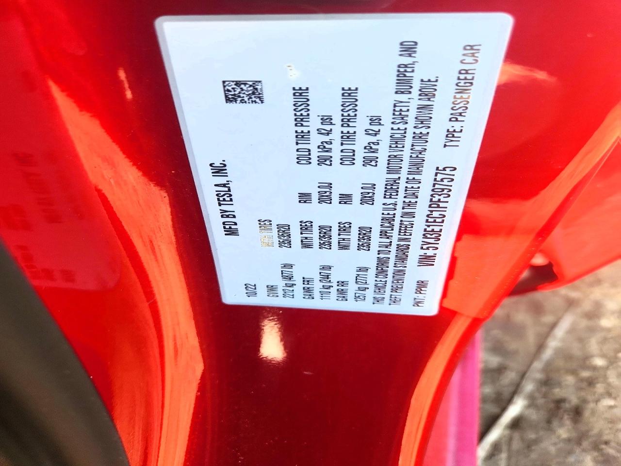 2023 Tesla Model 3 Red vin: 5YJ3E1EC1PF397575