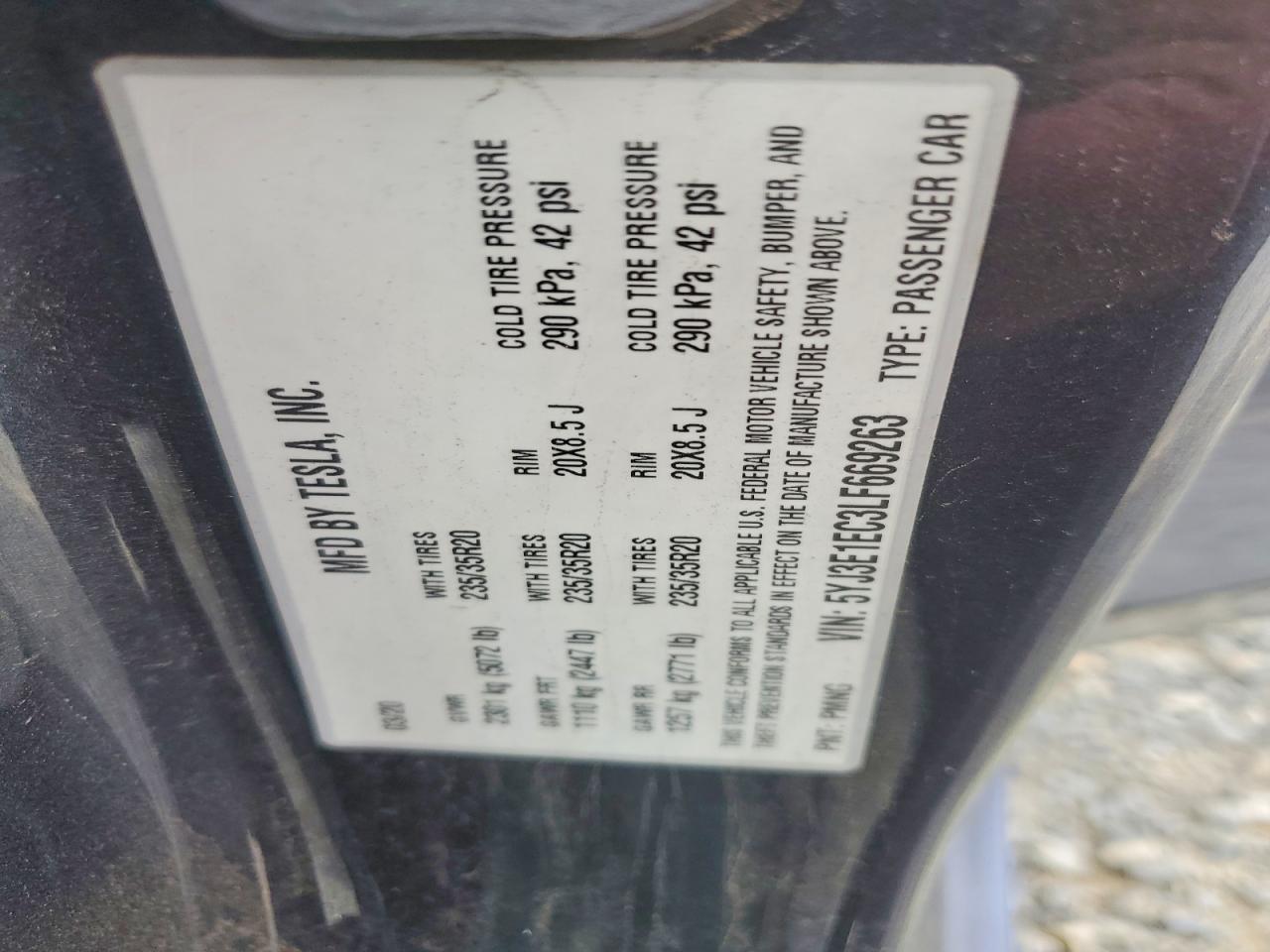 2020 Tesla Model 3 Charcoal vin: 5YJ3E1EC3LF669263