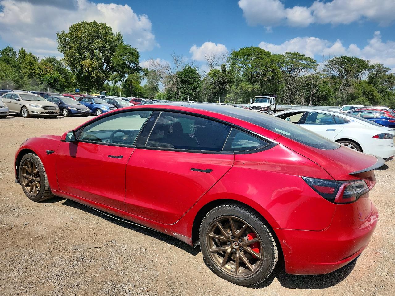 2022 Tesla Model 3 Burgundy vin: 5YJ3E1EC4NF202940