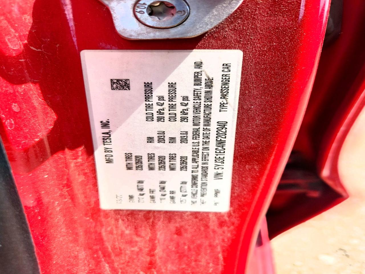 2022 Tesla Model 3 Burgundy vin: 5YJ3E1EC4NF202940