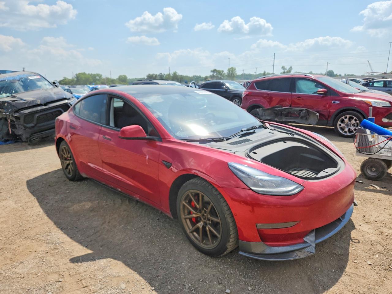 2022 Tesla Model 3 Burgundy vin: 5YJ3E1EC4NF202940