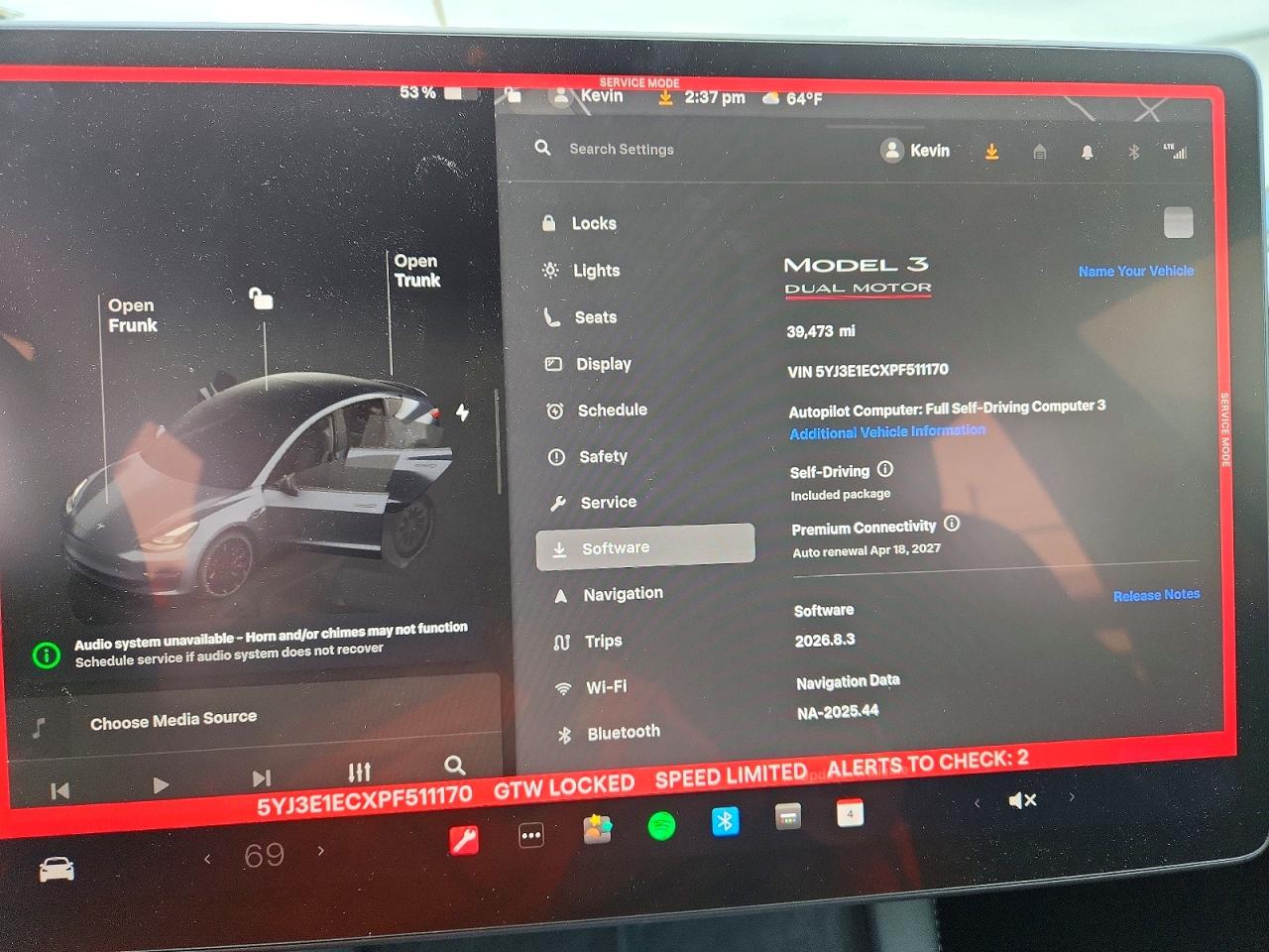 2023 Tesla Model 3 Серый vin: 5YJ3E1ECXPF511170