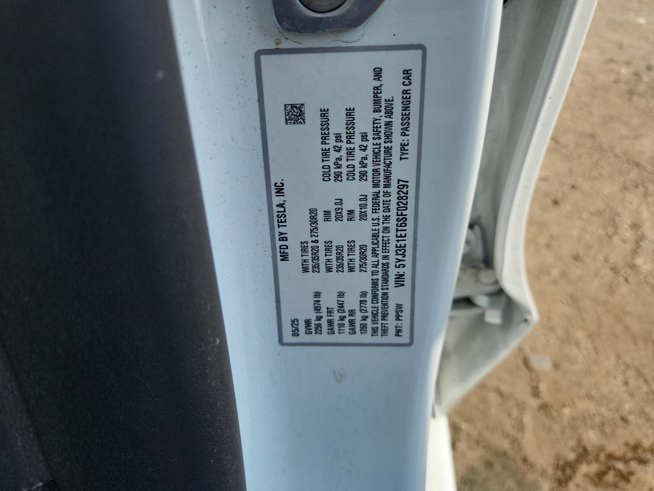 2025 Tesla Model 3 Белый vin: 5YJ3E1ET6SF028297
