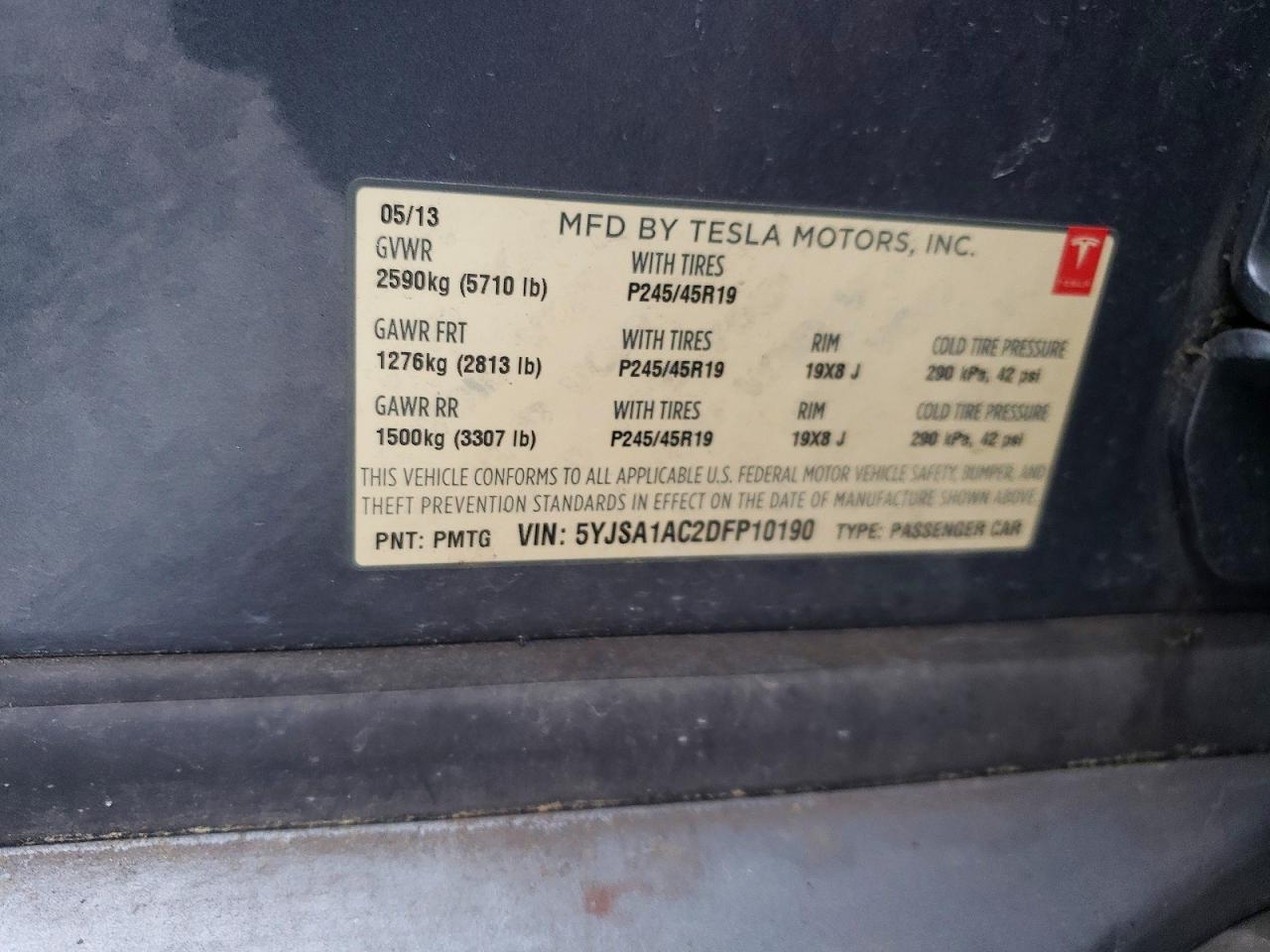 2013 Tesla Model S Gray vin: 5YJSA1AC2DFP10190