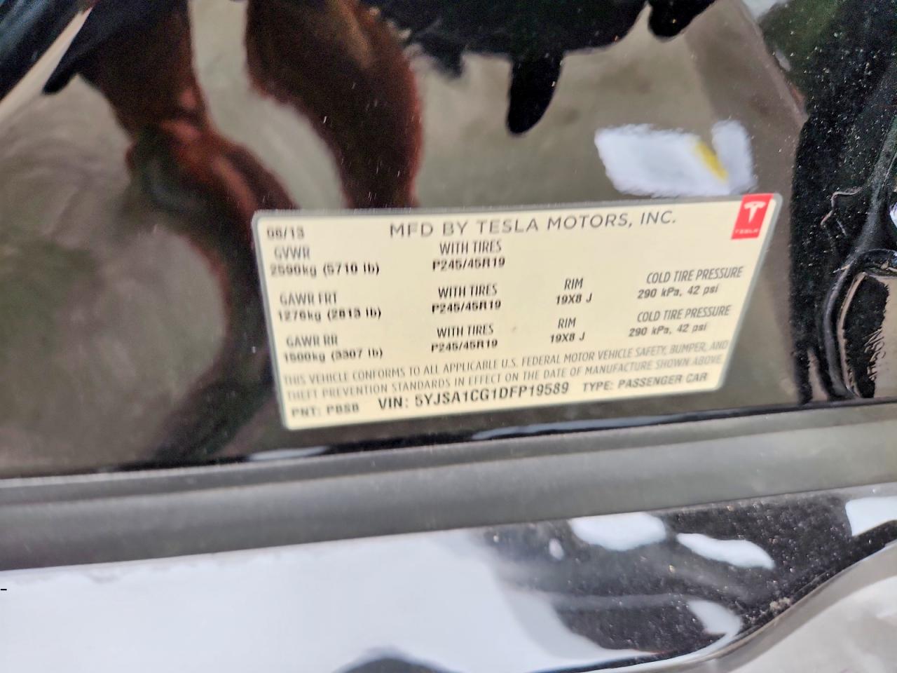 2013 Tesla Model S Black vin: 5YJSA1CG1DFP19589