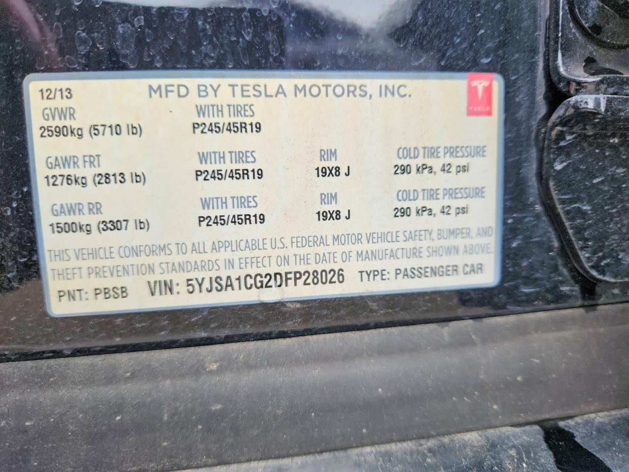 2013 Tesla Model S Black vin: 5YJSA1CG2DFP28026