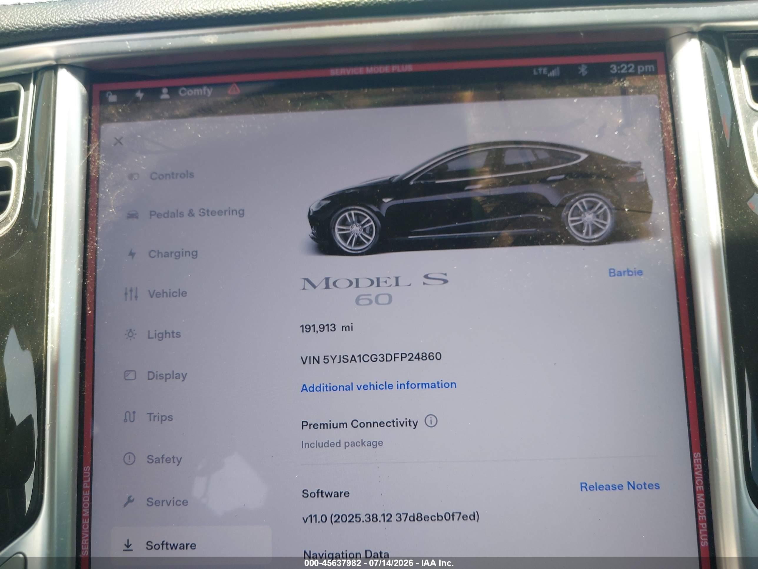 2013 Tesla Model S   Black vin: 5YJSA1CG3DFP24860